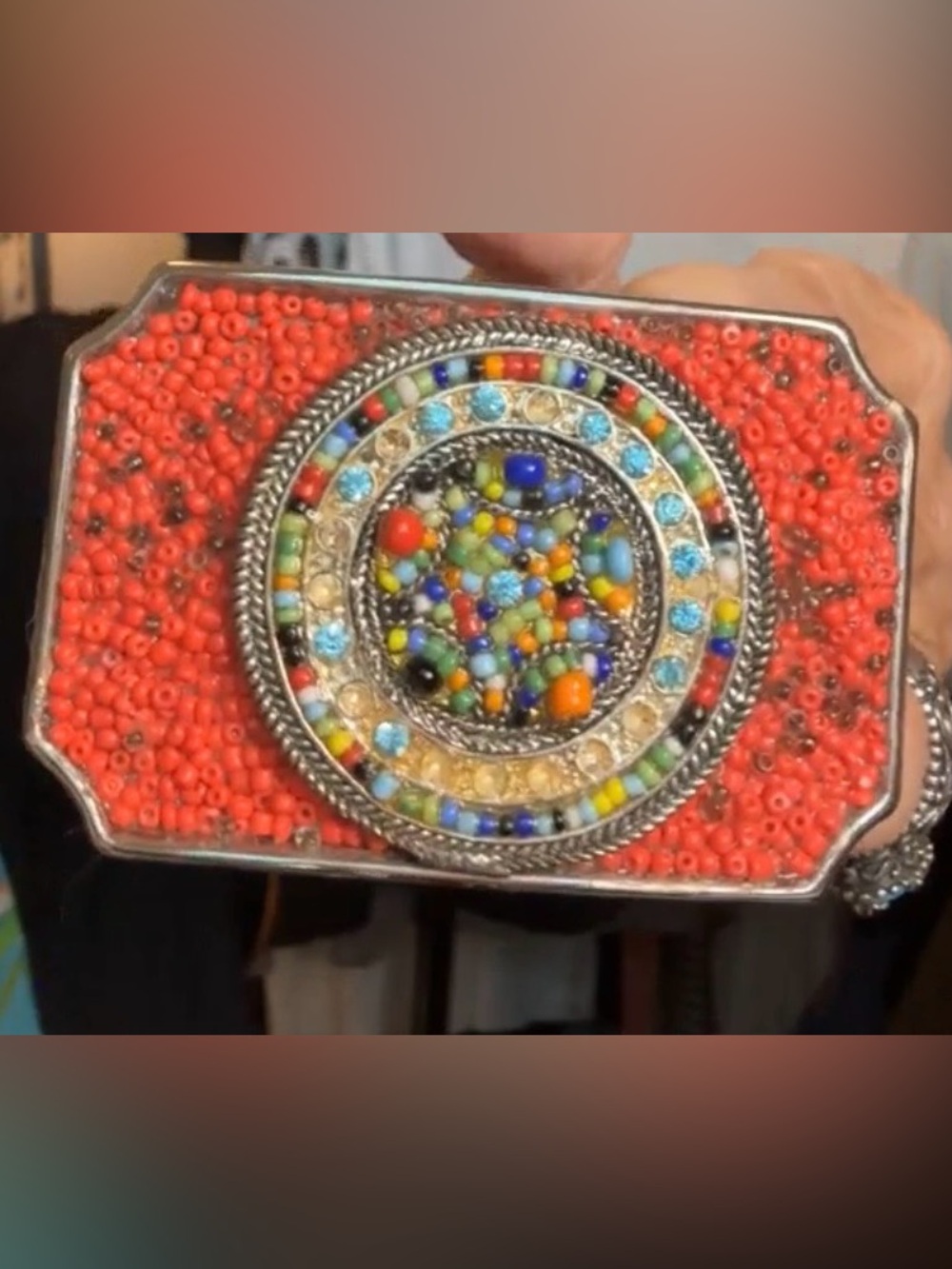 Liimited Edition Vintage Beaded Belt Buckle by Jodi DiNatale .